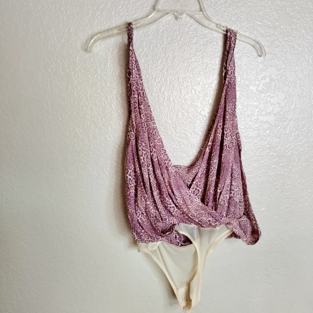 Free People intimately Animal Print Bodysuit sz M